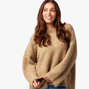 Almere Boucle Pullover Sweater, Womens Oversized Crewneck, Wool Blend Fall